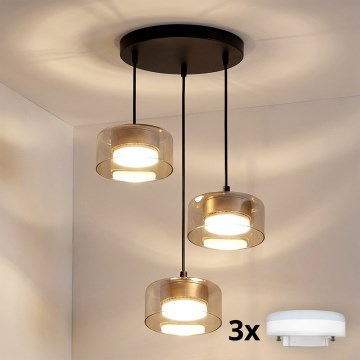 Brilagi - Lustre LED suspenso por cabo AURA LUX 3xGX53/13W/230V preto/dourado