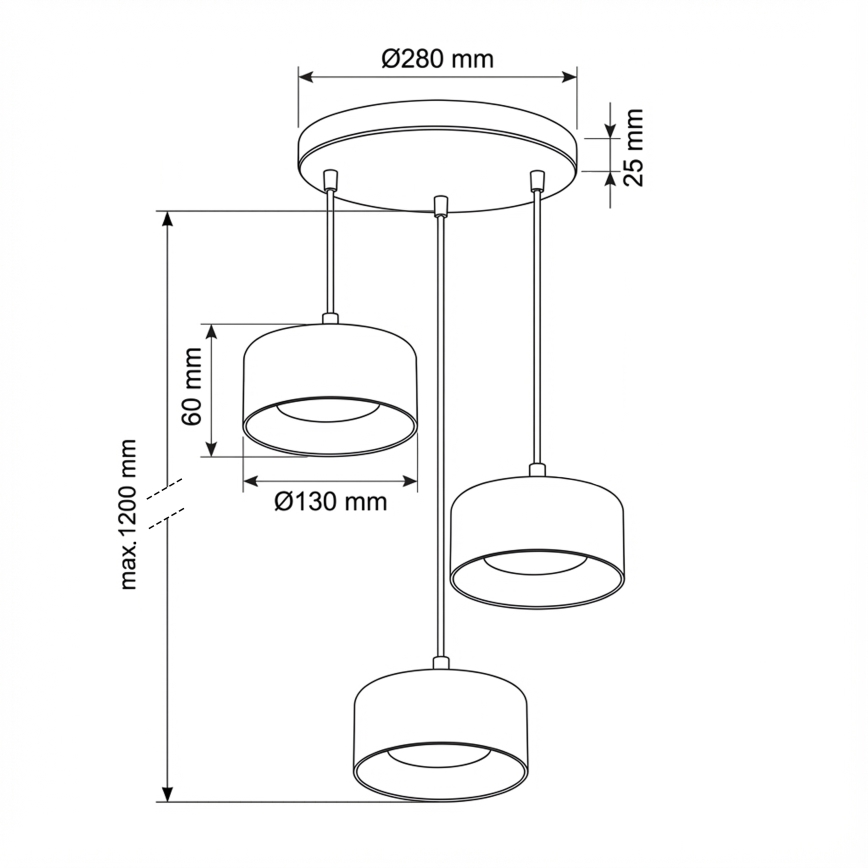 Brilagi - Lustre LED suspenso por cabo AURA LUX 3xGX53/13W/230V preto/dourado