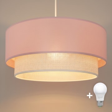 Brilagi - Lustre LED suspenso por cabo BOHO BOBO 1xE27/60W/230V Ø 40 cm rosa/creme