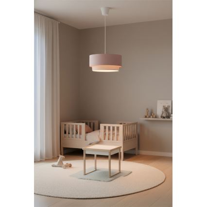 Brilagi - Lustre LED suspenso por cabo BOHO BOBO 1xE27/60W/230V Ø 40 cm rosa/creme