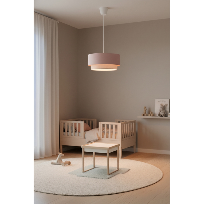 Brilagi - Lustre LED suspenso por cabo BOHO BOBO 1xE27/60W/230V Ø 40 cm rosa/creme