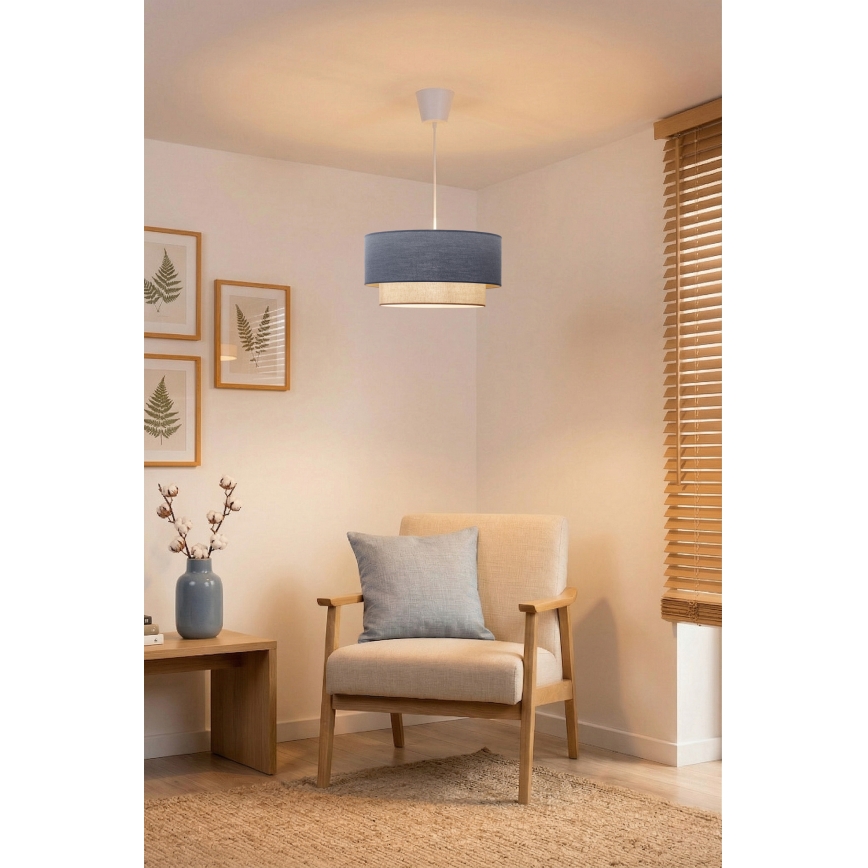 Brilagi - Lustre LED suspenso por cabo BOHO ECO 1xE27/10W/230V Ø 40 cm azul/creme