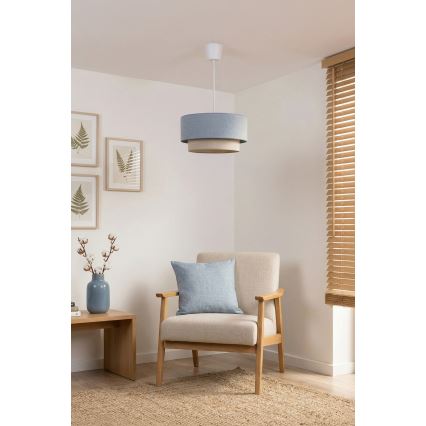 Brilagi - Lustre LED suspenso por cabo BOHO ECO 1xE27/10W/230V Ø 40 cm azul/creme