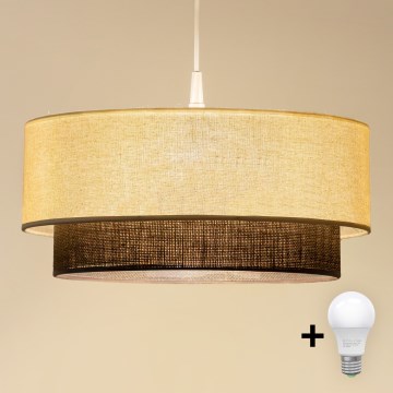 Brilagi - Lustre LED suspenso por cabo BOHO STYLE 1xE27/15W/230V Ø 40 cm creme/castanho