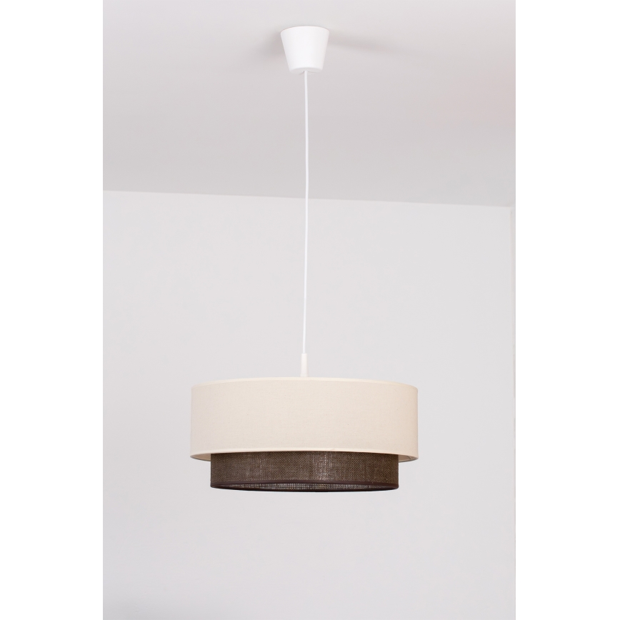 Brilagi - Lustre LED suspenso por cabo BOHO STYLE 1xE27/15W/230V Ø 40 cm creme/castanho