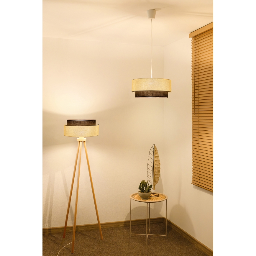 Brilagi - Lustre LED suspenso por cabo BOHO STYLE 1xE27/15W/230V Ø 40 cm creme/castanho