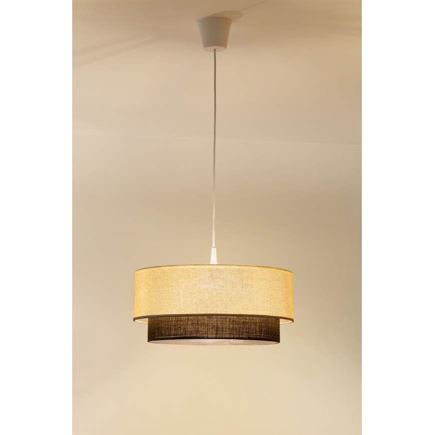 Brilagi - Lustre LED suspenso por cabo BOHO STYLE 1xE27/15W/230V Ø 40 cm creme/castanho