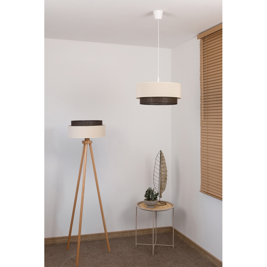 Brilagi - Lustre LED suspenso por cabo BOHO STYLE 1xE27/15W/230V Ø 40 cm creme/castanho