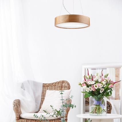 Brilagi - Lustre LED suspenso por cabo CARVALHO 2xE27/15W/230V acabamento carvalho diâmetro 37 cm
