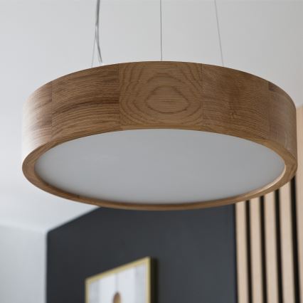 Brilagi - Lustre LED suspenso por cabo CARVALHO 2xE27/15W/230V acabamento carvalho diâmetro 37 cm