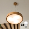 Brilagi - Lustre LED suspenso por cabo CARVALHO 3xE27/60W/230V, acabamento carvalho, diâmetro 47,5 cm