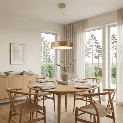 Brilagi - Lustre LED suspenso por cabo CARVALHO MODERN 2xE27/60W/230V, carvalho, diâmetro 37,5 cm