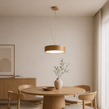 Brilagi - Lustre LED suspenso por cabo CARVALHO MODERN 2xE27/60W/230V, carvalho, diâmetro 37,5 cm