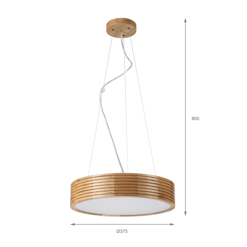 Brilagi - Lustre LED suspenso por cabo CARVALHO MODERN 2xE27/60W/230V, carvalho, diâmetro 37,5 cm