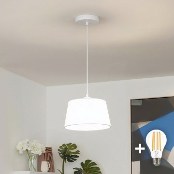 Brilagi - Lustre LED suspenso por cabo CERIA 1xE27/40W/230V diâmetro 25 cm branco