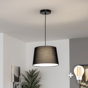 Brilagi - Lustre LED suspenso por cabo CERIA 1xE27/40W/230V diâmetro 30 cm preto