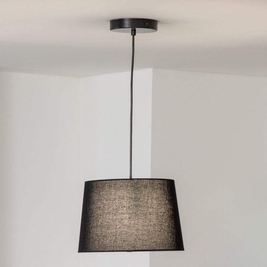 Brilagi - Lustre LED suspenso por cabo CERIA 1xE27/40W/230V diâmetro 30 cm preto