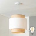 Brilagi - Lustre LED suspenso por cabo CERIA 1xE27/40W/230V Ø 30 cm bege/branco