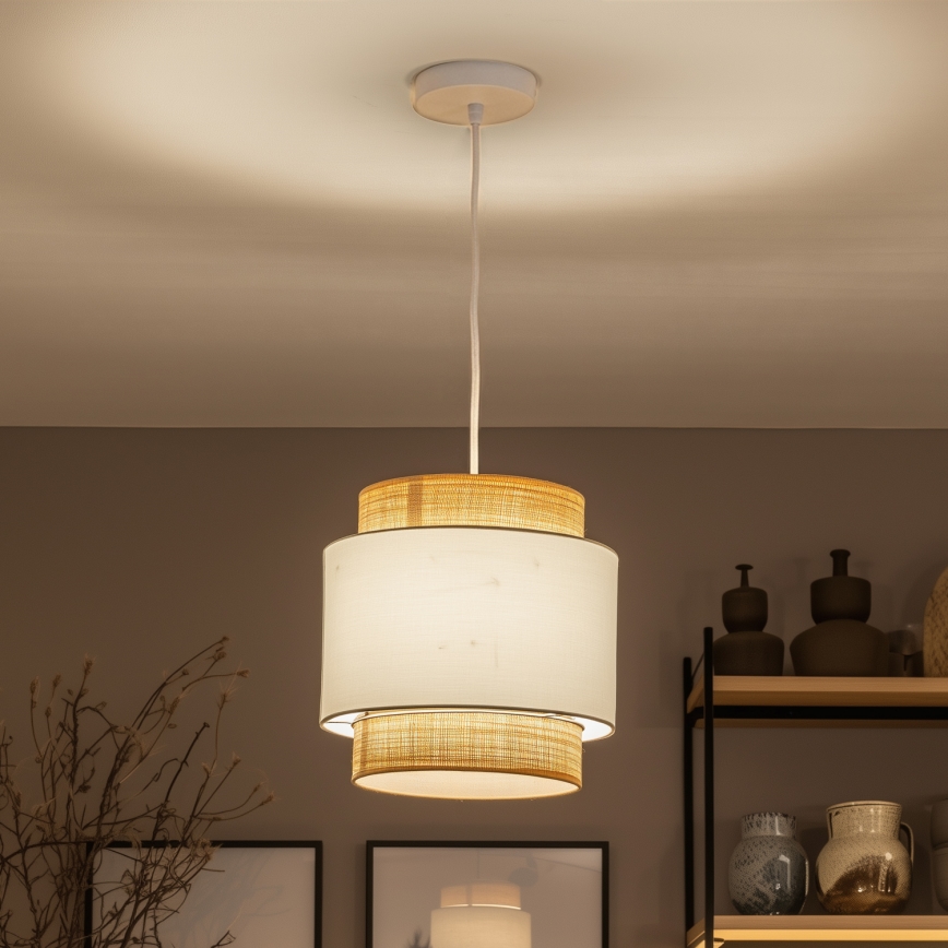 Brilagi - Lustre LED suspenso por cabo CERIA 1xE27/40W/230V Ø 30 cm bege/branco