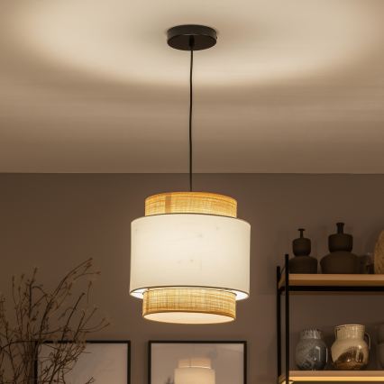 Brilagi - Lustre LED suspenso por cabo CERIA 1xE27/40W/230V Ø 30 cm preto/bege/branco
