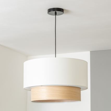Brilagi - Lustre LED suspenso por cabo CERIA 1xE27/40W/230V Ø 50 cm branco/bege