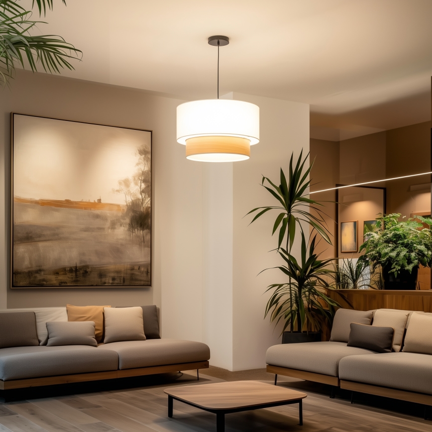 Brilagi - Lustre LED suspenso por cabo CERIA 1xE27/40W/230V Ø 50 cm branco/bege