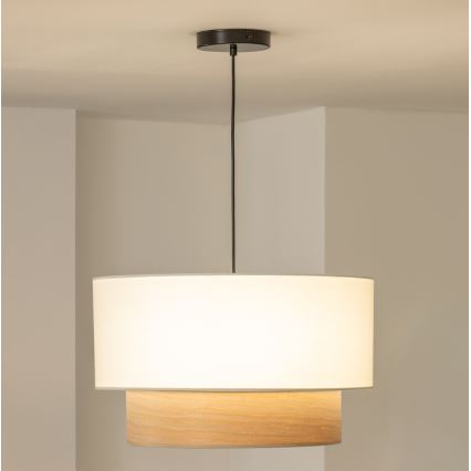 Brilagi - Lustre LED suspenso por cabo CERIA 1xE27/40W/230V Ø 50 cm branco/bege