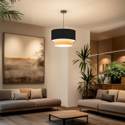 Brilagi - Lustre LED suspenso por cabo CERIA 1xE27/40W/230V Ø 50 cm preto/bege