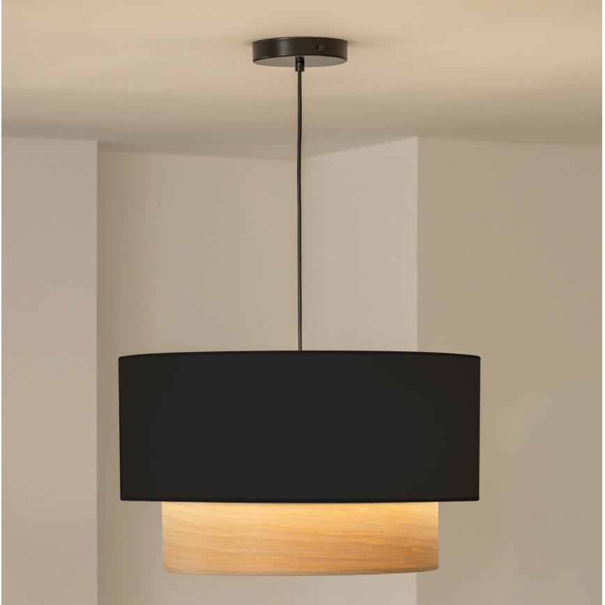 Brilagi - Lustre LED suspenso por cabo CERIA 1xE27/40W/230V Ø 50 cm preto/bege