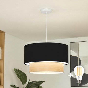 Brilagi - Lustre LED suspenso por cabo CERIA 1xE27/40W/230V Ø 50 cm preto/bege