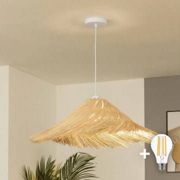 Brilagi - Lustre LED suspenso por cabo CERIA BOHO 1xE27/40W/230V diâmetro 100 cm rattan