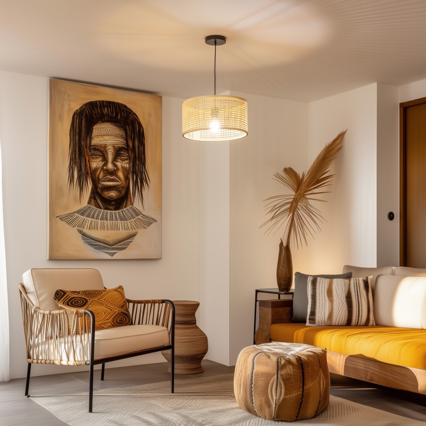 Brilagi - Lustre LED suspenso por cabo CERIA BOHO 1xE27/40W/230V diâmetro 40 cm bambu