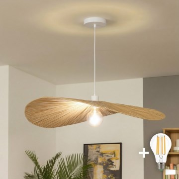 Brilagi - Lustre LED suspenso por cabo CERIA BOHO 1xE27/40W/230V, diâmetro 80 cm, em ráfia