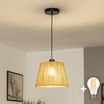 Brilagi - Lustre LED suspenso por cabo CERIA BOHO 1xE27/40W/230V Ø 28 cm castanho