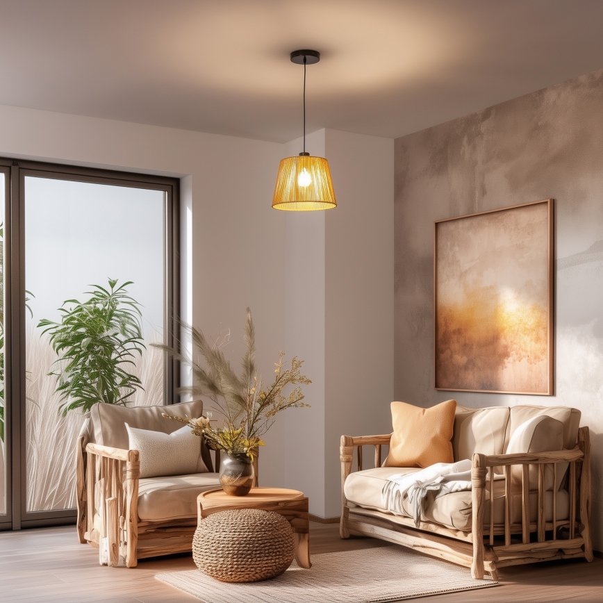 Brilagi - Lustre LED suspenso por cabo CERIA BOHO 1xE27/40W/230V Ø 28 cm castanho