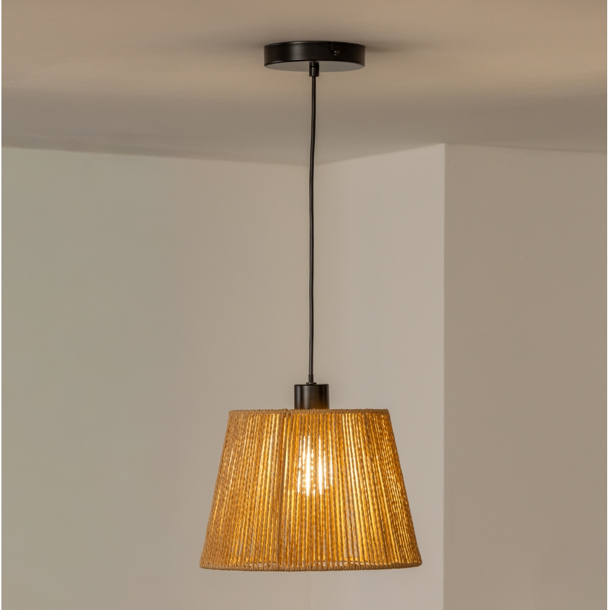 Brilagi - Lustre LED suspenso por cabo CERIA BOHO 1xE27/40W/230V Ø 28 cm castanho