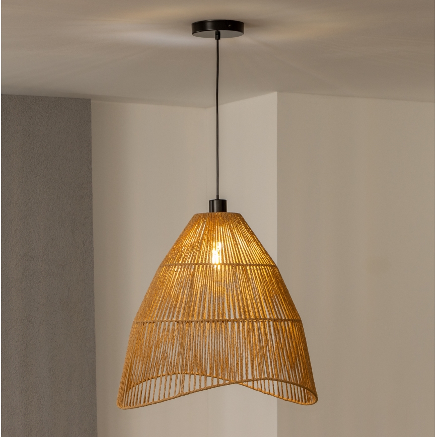 Brilagi - Lustre LED suspenso por cabo CERIA BOHO 1xE27/40W/230V Ø 70 cm castanho