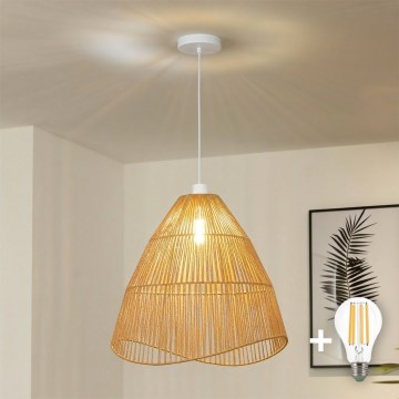 Brilagi - Lustre LED suspenso por cabo CERIA BOHO 1xE27/40W/230V Ø 70 cm castanho