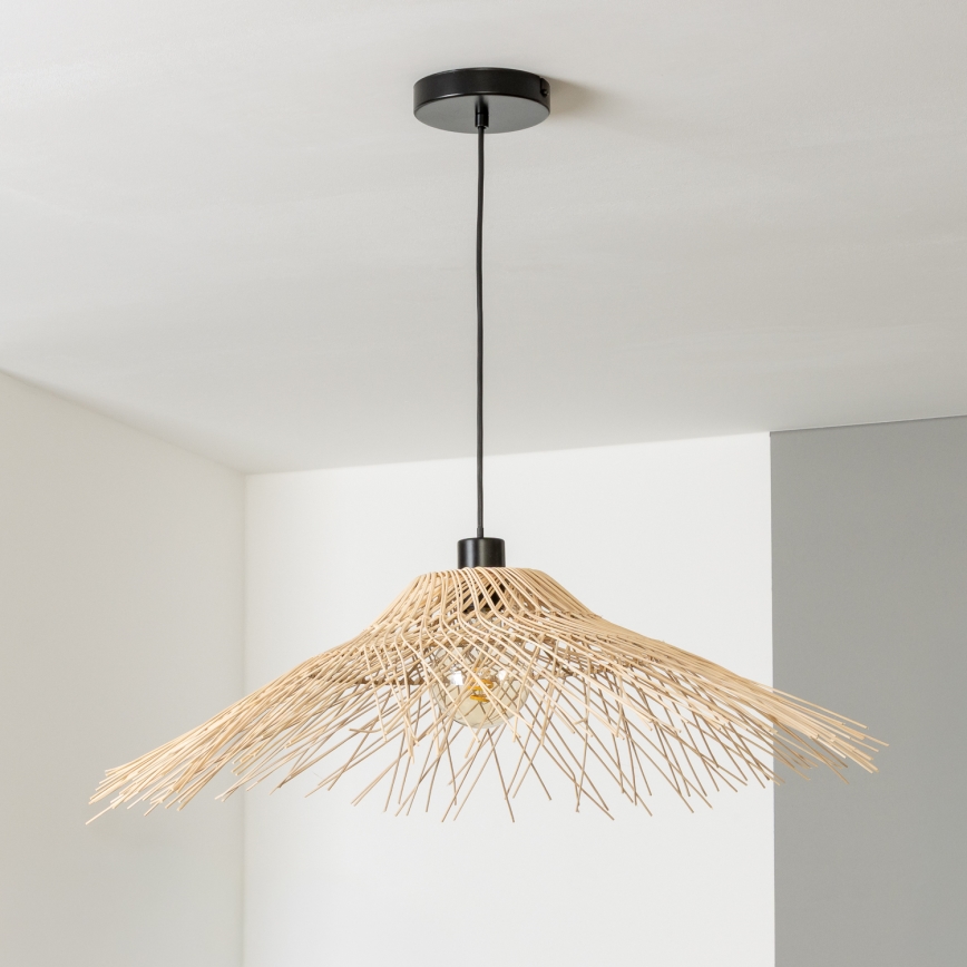 Brilagi - Lustre LED suspenso por cabo CERIA BOHO 1xE27/40W/230V Ø 70 cm em bambu