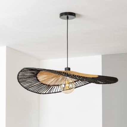 Brilagi - Lustre LED suspenso por cabo CERIA BOHO 1xE27/40W/230V Ø 80 cm preto/castanho