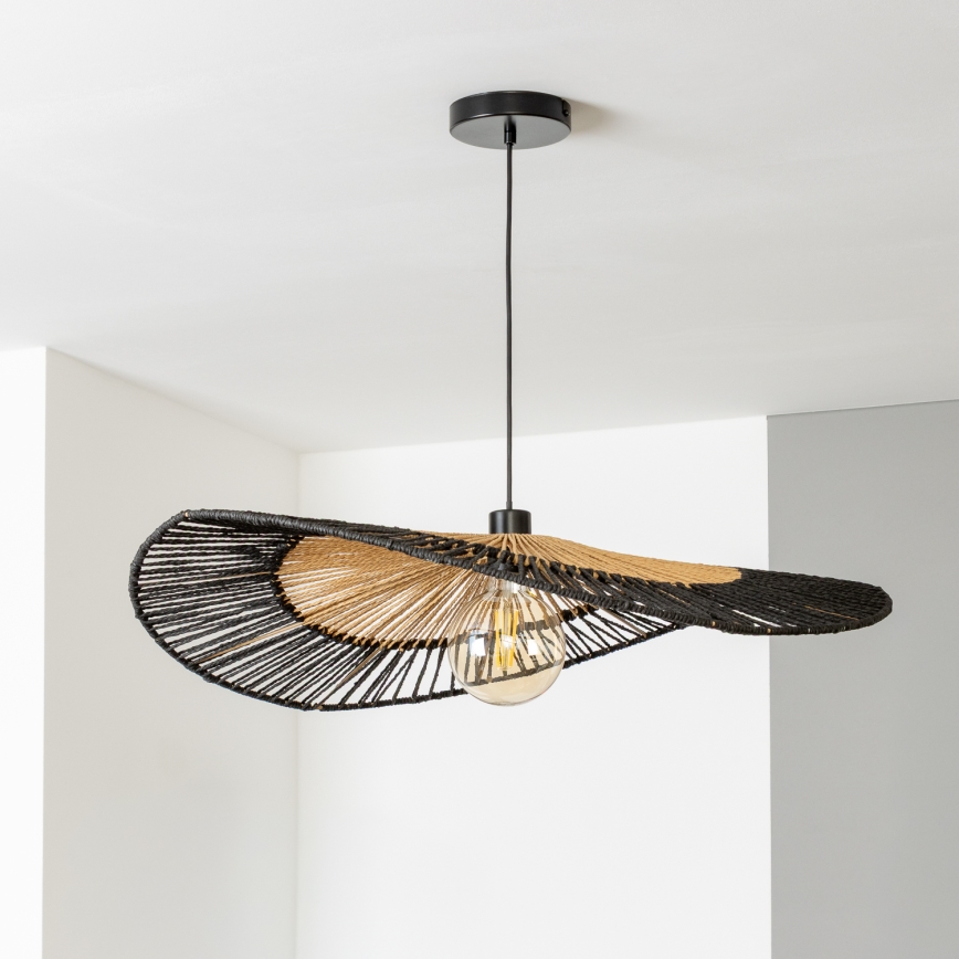 Brilagi - Lustre LED suspenso por cabo CERIA BOHO 1xE27/40W/230V Ø 80 cm preto/castanho