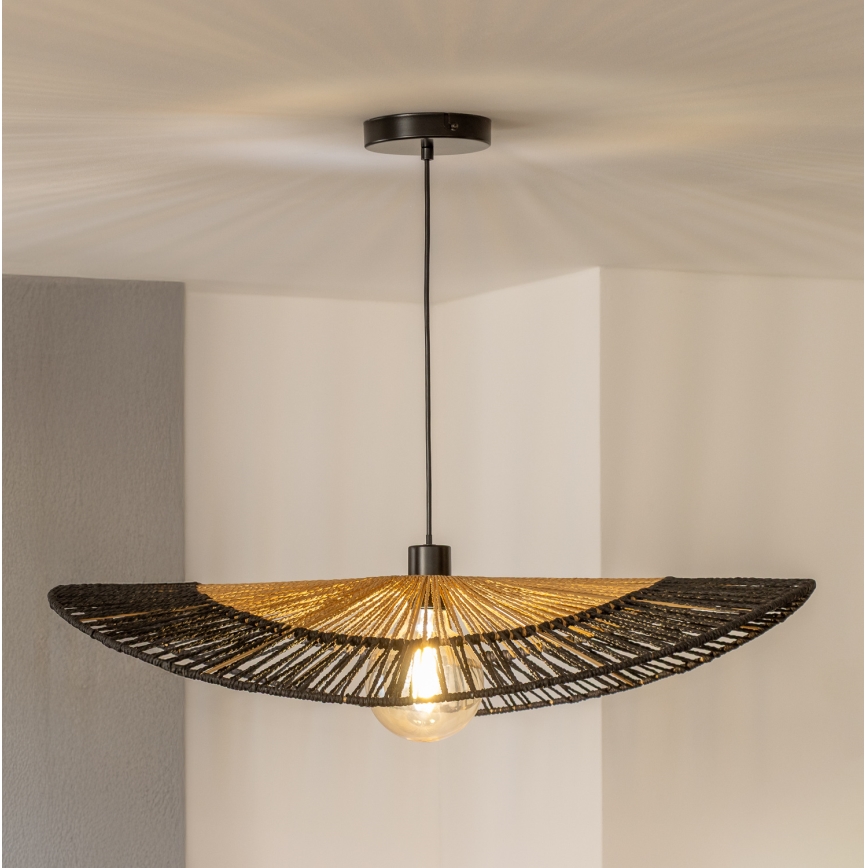 Brilagi - Lustre LED suspenso por cabo CERIA BOHO 1xE27/40W/230V Ø 80 cm preto/castanho
