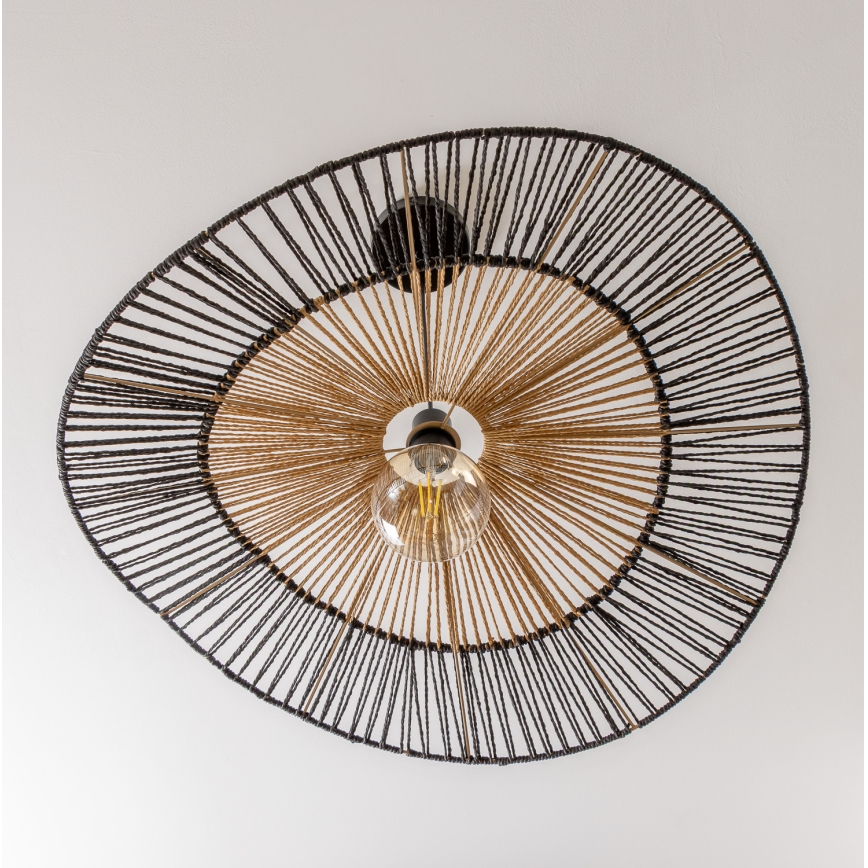 Brilagi - Lustre LED suspenso por cabo CERIA BOHO 1xE27/40W/230V Ø 80 cm preto/castanho