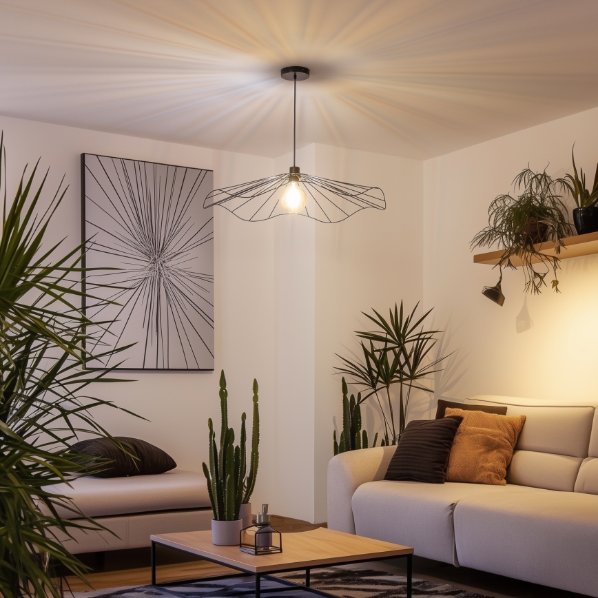 Brilagi - Lustre LED suspenso por cabo CERIA WIRE 1xE27/40W/230V Ø 80 cm preto