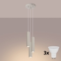 Brilagi - Lustre LED suspenso por cabo CRESTO 3xGU10/10W/230V cor creme
