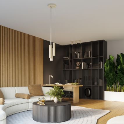 Brilagi - Lustre LED suspenso por cabo CRESTO 3xGU10/10W/230V cor creme