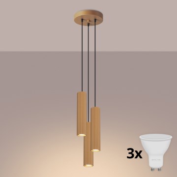 Brilagi - Lustre LED suspenso por cabo CRESTO 3xGU10/10W/230V dourado