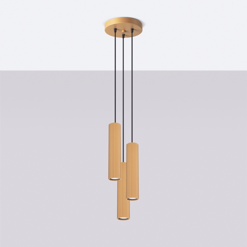 Brilagi - Lustre LED suspenso por cabo CRESTO 3xGU10/10W/230V dourado