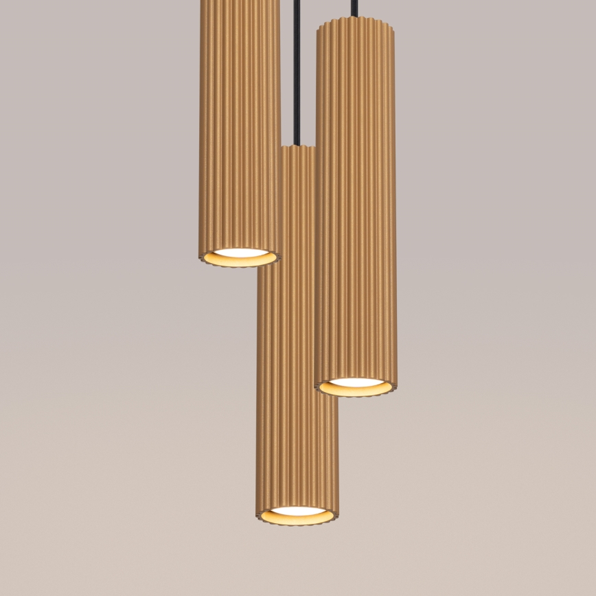 Brilagi - Lustre LED suspenso por cabo CRESTO 3xGU10/10W/230V dourado
