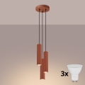 BRILAGI - Lustre LED suspenso por cabo CRESTO 3xGU10/10W/230V laranja